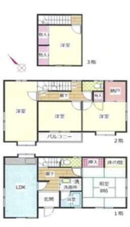 加古川市加古川町稲屋　中古貸し戸建の物件間取画像